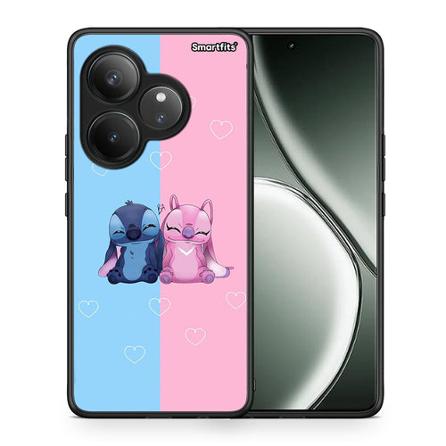 Θήκη Realme GT 6 5G Stitch And Angel από τη Smartfits με σχέδιο στο πίσω μέρος και μαύρο περίβλημα | Realme GT 6 5G Stitch And Angel case with colorful back and black bezels
