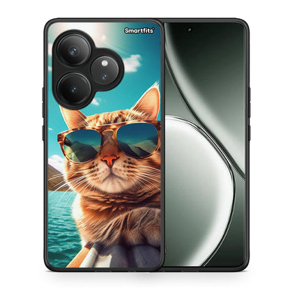 Θήκη Realme GT 6 5G Summer Cat από τη Smartfits με σχέδιο στο πίσω μέρος και μαύρο περίβλημα | Realme GT 6 5G Summer Cat case with colorful back and black bezels