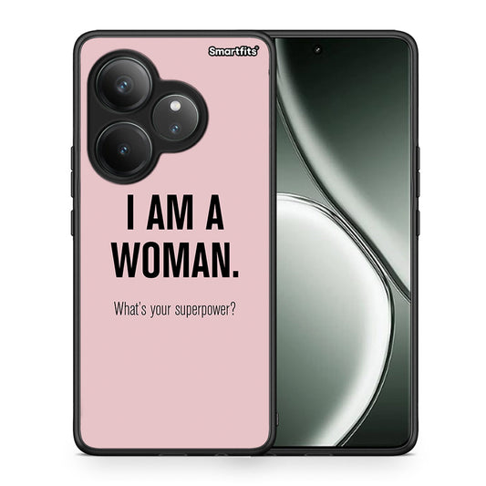 Θήκη Realme GT 6 5G Superpower Woman από τη Smartfits με σχέδιο στο πίσω μέρος και μαύρο περίβλημα | Realme GT 6 5G Superpower Woman case with colorful back and black bezels