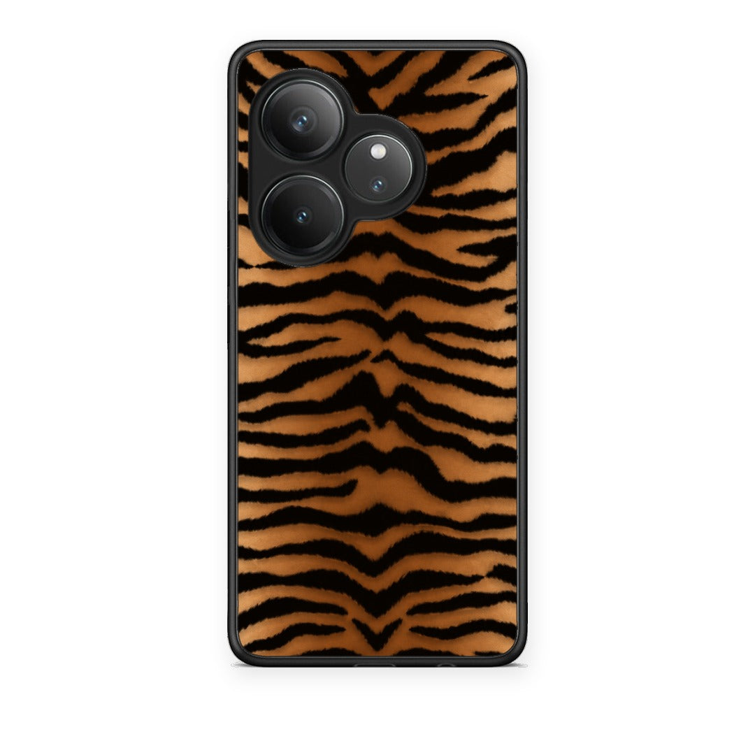 Θήκη Realme GT 6 5G Tiger Print Orange and Black από τη Smartfits με σχέδιο στο πίσω μέρος και μαύρο περίβλημα | Realme GT 6 5G Tiger Print Orange and Black case with colorful back and black bezels
