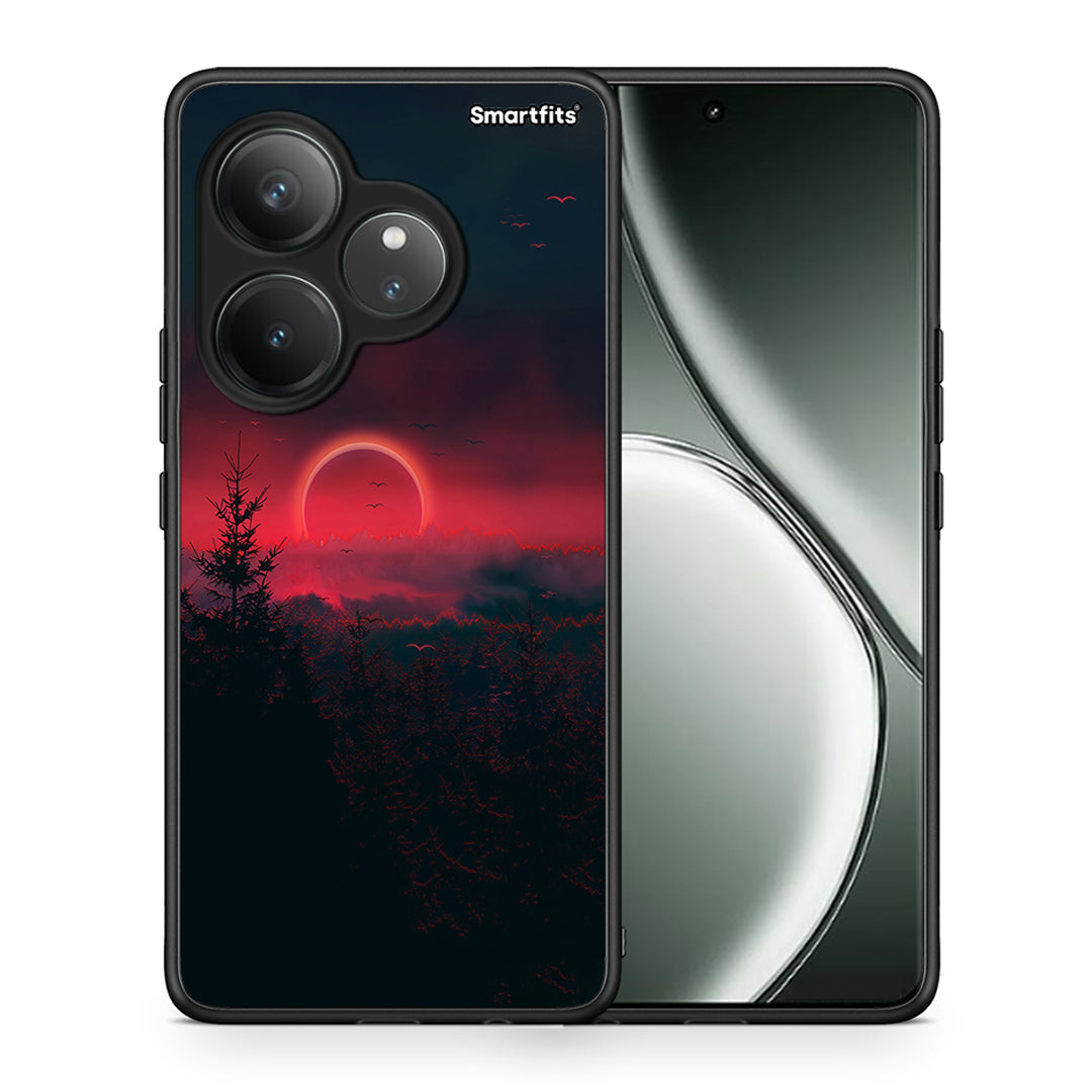 Θήκη Realme GT 6 5G Sunset Tropic από τη Smartfits με σχέδιο στο πίσω μέρος και μαύρο περίβλημα | Realme GT 6 5G Sunset Tropic case with colorful back and black bezels