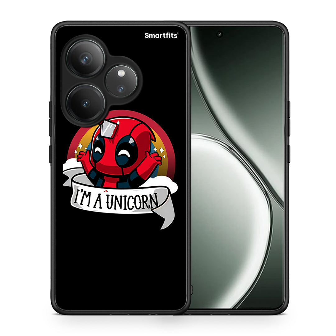 Θήκη Realme GT 6 5G Unicorn Deadpool από τη Smartfits με σχέδιο στο πίσω μέρος και μαύρο περίβλημα | Realme GT 6 5G Unicorn Deadpool case with colorful back and black bezels