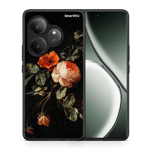Θήκη Realme GT 6 5G Vintage Roses από τη Smartfits με σχέδιο στο πίσω μέρος και μαύρο περίβλημα | Realme GT 6 5G Vintage Roses case with colorful back and black bezels