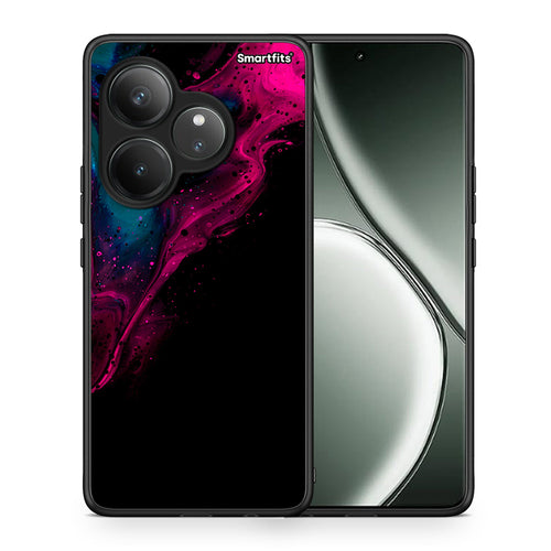 Θήκη Realme GT 6 5G Pink Black Watercolor από τη Smartfits με σχέδιο στο πίσω μέρος και μαύρο περίβλημα | Realme GT 6 5G Pink Black Watercolor case with colorful back and black bezels