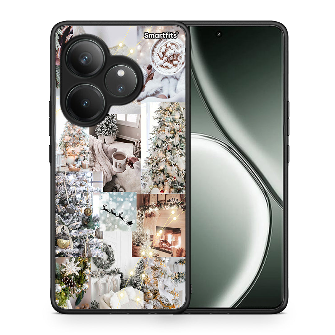 Θήκη Realme GT 6 5G White Christmas από τη Smartfits με σχέδιο στο πίσω μέρος και μαύρο περίβλημα | Realme GT 6 5G White Christmas case with colorful back and black bezels