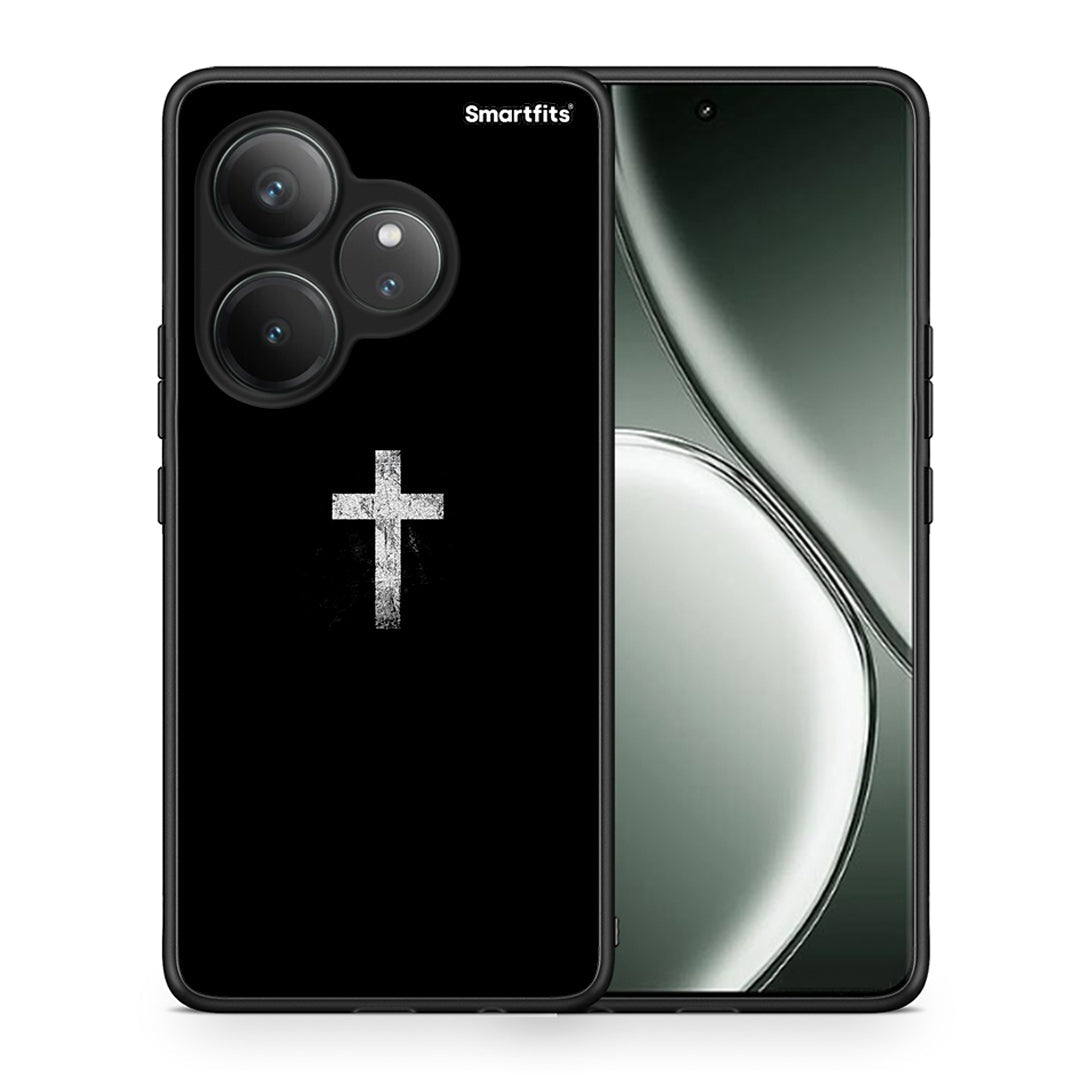 Θήκη Realme GT 6 5G White Cross από τη Smartfits με σχέδιο στο πίσω μέρος και μαύρο περίβλημα | Realme GT 6 5G White Cross case with colorful back and black bezels