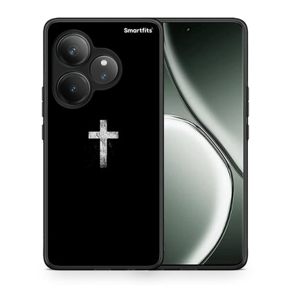 Θήκη Realme GT 6 5G White Cross από τη Smartfits με σχέδιο στο πίσω μέρος και μαύρο περίβλημα | Realme GT 6 5G White Cross case with colorful back and black bezels