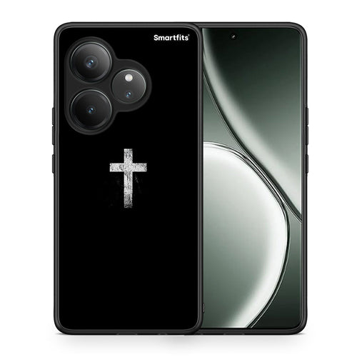 Θήκη Realme GT 6 5G White Cross από τη Smartfits με σχέδιο στο πίσω μέρος και μαύρο περίβλημα | Realme GT 6 5G White Cross case with colorful back and black bezels