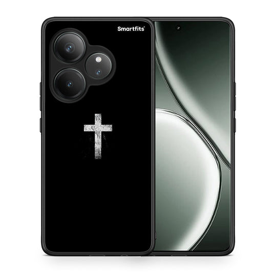 Θήκη Realme GT 6 5G White Cross από τη Smartfits με σχέδιο στο πίσω μέρος και μαύρο περίβλημα | Realme GT 6 5G White Cross case with colorful back and black bezels