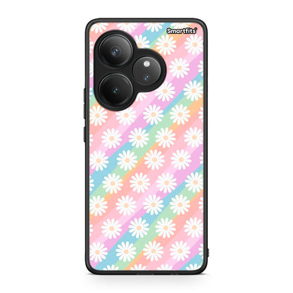 Realme GT 6 5G White Daisies θήκη από τη Smartfits με σχέδιο στο πίσω μέρος και μαύρο περίβλημα | Smartphone case with colorful back and black bezels by Smartfits