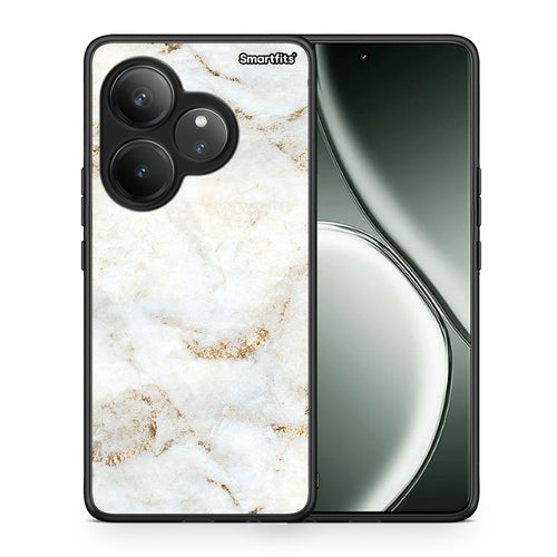Θήκη Realme GT 6 5G White Gold Marble από τη Smartfits με σχέδιο στο πίσω μέρος και μαύρο περίβλημα | Realme GT 6 5G White Gold Marble case with colorful back and black bezels