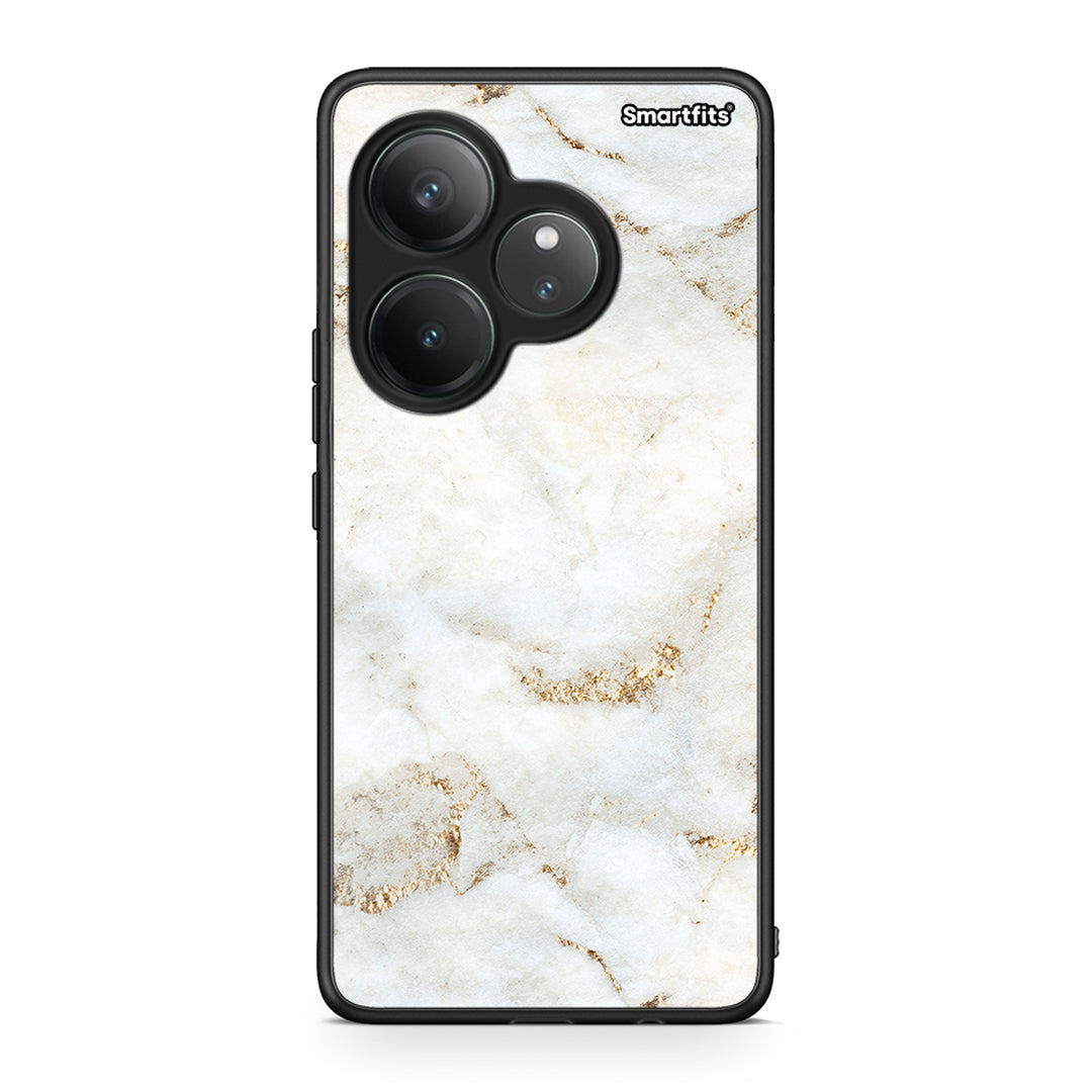 Realme GT 6 5G White Gold Marble θήκη από τη Smartfits με σχέδιο στο πίσω μέρος και μαύρο περίβλημα | Smartphone case with colorful back and black bezels by Smartfits
