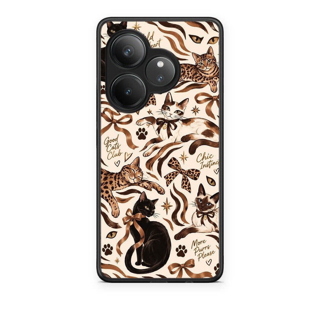 Θήκη Realme GT 6 5G Wild Cats and Animal Print Collage από τη Smartfits με σχέδιο στο πίσω μέρος και μαύρο περίβλημα | Realme GT 6 5G Wild Cats and Animal Print Collage case with colorful back and black bezels