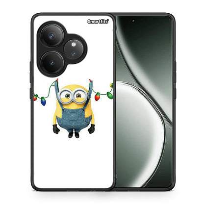 Θήκη Realme GT 6 5G Xmas Minion Lights από τη Smartfits με σχέδιο στο πίσω μέρος και μαύρο περίβλημα | Realme GT 6 5G Xmas Minion Lights case with colorful back and black bezels