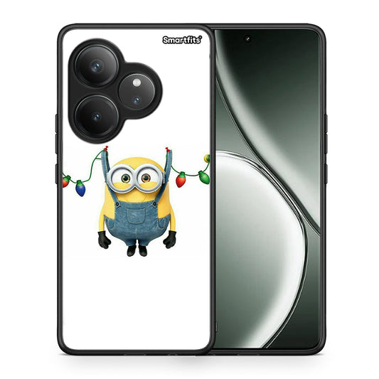 Θήκη Realme GT 6 5G Xmas Minion Lights από τη Smartfits με σχέδιο στο πίσω μέρος και μαύρο περίβλημα | Realme GT 6 5G Xmas Minion Lights case with colorful back and black bezels