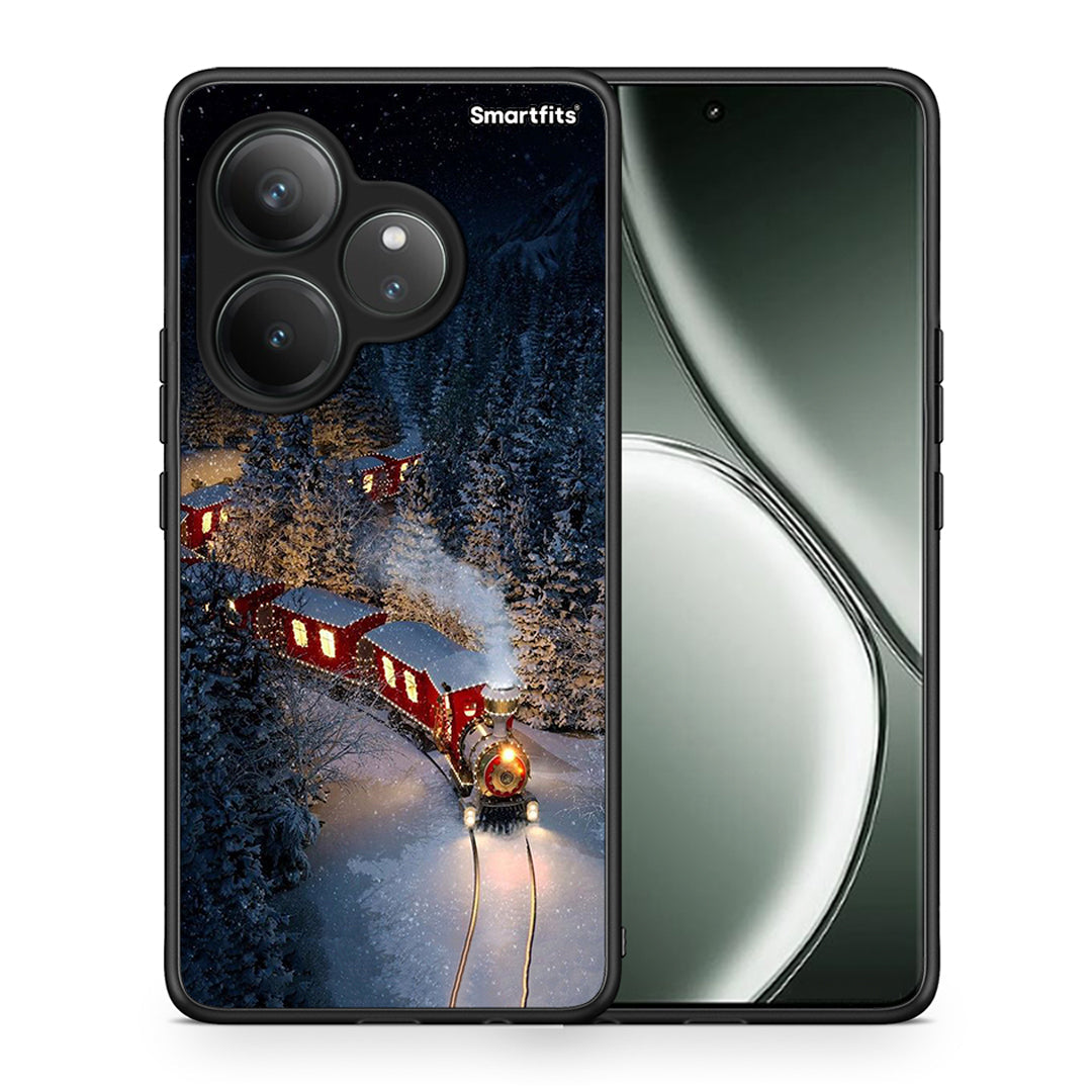 Θήκη Realme GT 6 5G Xmas Train από τη Smartfits με σχέδιο στο πίσω μέρος και μαύρο περίβλημα | Realme GT 6 5G Xmas Train case with colorful back and black bezels