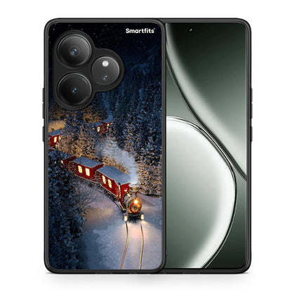 Θήκη Realme GT 6 5G Xmas Train από τη Smartfits με σχέδιο στο πίσω μέρος και μαύρο περίβλημα | Realme GT 6 5G Xmas Train case with colorful back and black bezels