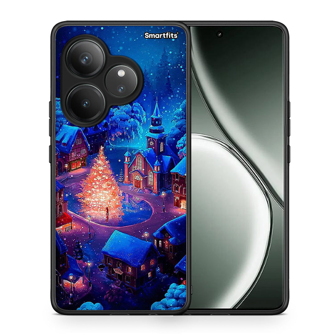 Θήκη Realme GT 6 5G Xmas Village από τη Smartfits με σχέδιο στο πίσω μέρος και μαύρο περίβλημα | Realme GT 6 5G Xmas Village case with colorful back and black bezels