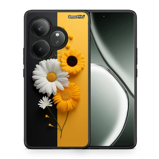 Θήκη Realme GT 6 5G Yellow Daisies από τη Smartfits με σχέδιο στο πίσω μέρος και μαύρο περίβλημα | Realme GT 6 5G Yellow Daisies case with colorful back and black bezels