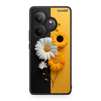 Realme GT 6 5G Yellow Daisies θήκη από τη Smartfits με σχέδιο στο πίσω μέρος και μαύρο περίβλημα | Smartphone case with colorful back and black bezels by Smartfits