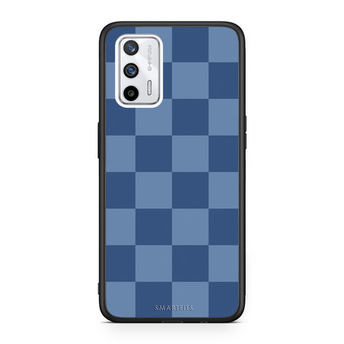 Θήκη Realme GT Denim Blue Checkerboard από τη Smartfits με σχέδιο στο πίσω μέρος και μαύρο περίβλημα | Realme GT Denim Blue Checkerboard case with colorful back and black bezels