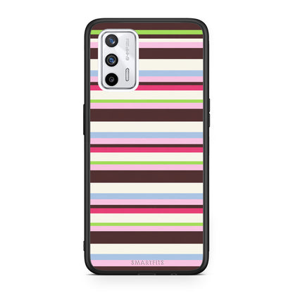 Θήκη Realme GT Multicolour Horizontal Stripes από τη Smartfits με σχέδιο στο πίσω μέρος και μαύρο περίβλημα | Realme GT Multicolour Horizontal Stripes case with colorful back and black bezels