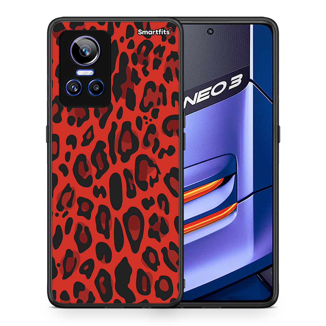 Θήκη Realme GT Neo 3 Red Leopard Animal από τη Smartfits με σχέδιο στο πίσω μέρος και μαύρο περίβλημα | Realme GT Neo 3 Red Leopard Animal case with colorful back and black bezels