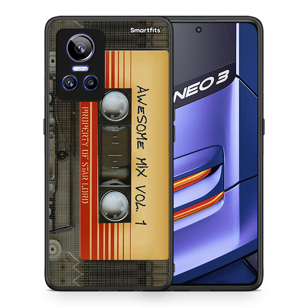 Θήκη Realme GT Neo 3 Awesome Mix από τη Smartfits με σχέδιο στο πίσω μέρος και μαύρο περίβλημα | Realme GT Neo 3 Awesome Mix case with colorful back and black bezels