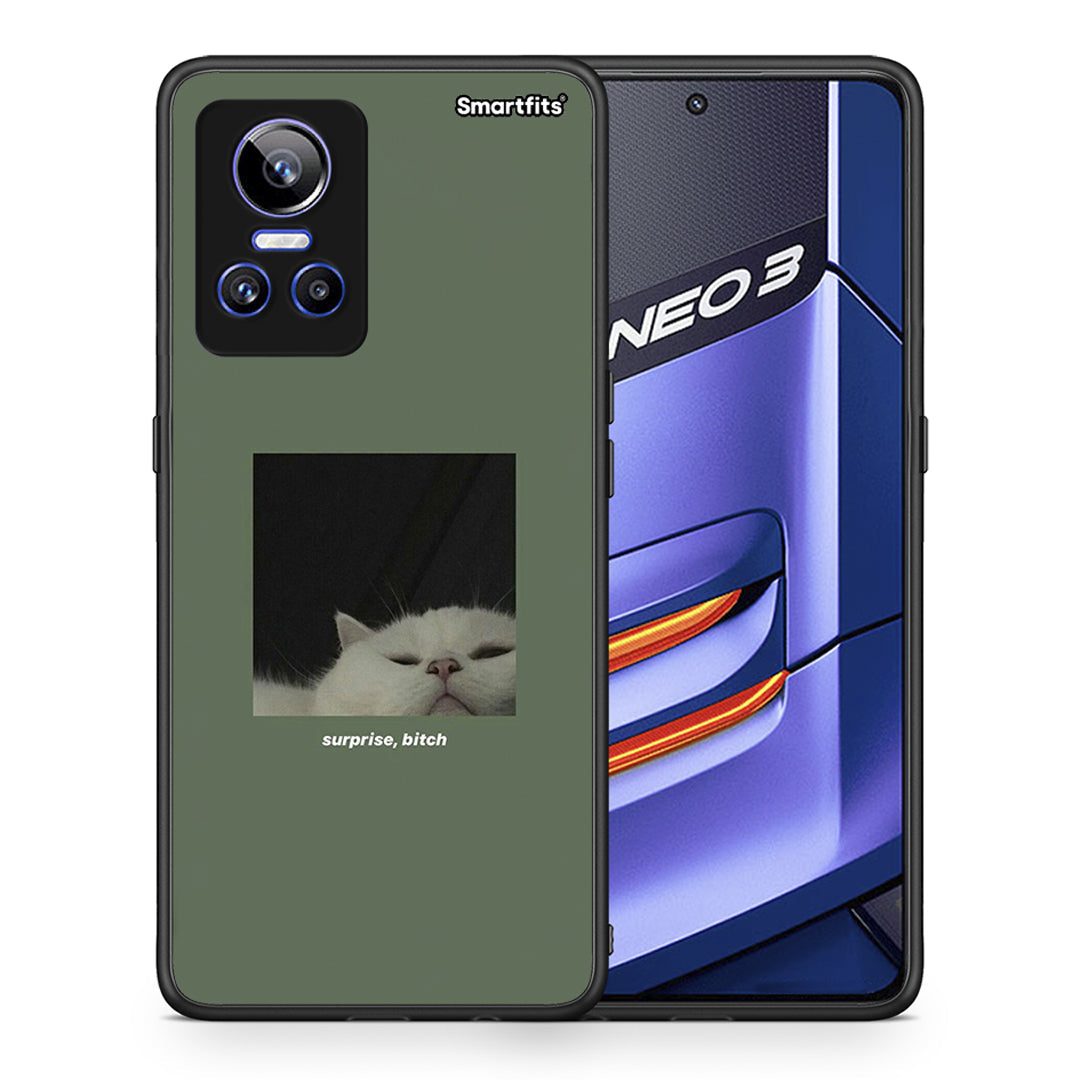 Θήκη Realme GT Neo 3 Bitch Surprise από τη Smartfits με σχέδιο στο πίσω μέρος και μαύρο περίβλημα | Realme GT Neo 3 Bitch Surprise case with colorful back and black bezels