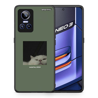 Θήκη Realme GT Neo 3 Bitch Surprise από τη Smartfits με σχέδιο στο πίσω μέρος και μαύρο περίβλημα | Realme GT Neo 3 Bitch Surprise case with colorful back and black bezels