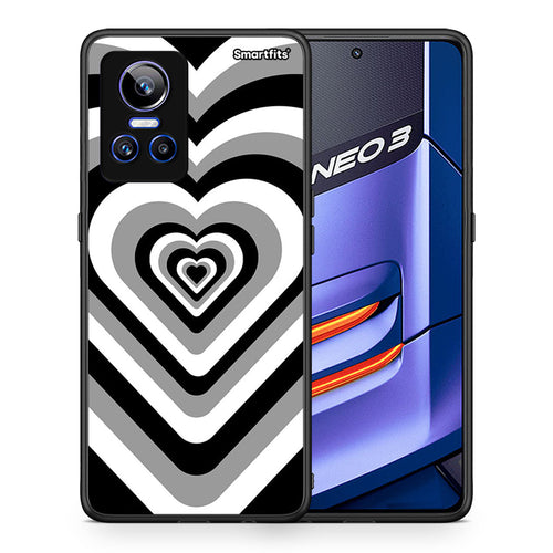 Θήκη Realme GT Neo 3 Black Hearts από τη Smartfits με σχέδιο στο πίσω μέρος και μαύρο περίβλημα | Realme GT Neo 3 Black Hearts case with colorful back and black bezels