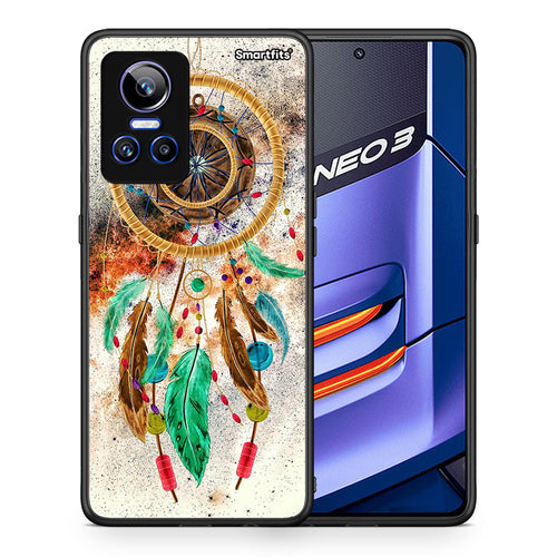 Θήκη Realme GT Neo 3 DreamCatcher Boho από τη Smartfits με σχέδιο στο πίσω μέρος και μαύρο περίβλημα | Realme GT Neo 3 DreamCatcher Boho case with colorful back and black bezels