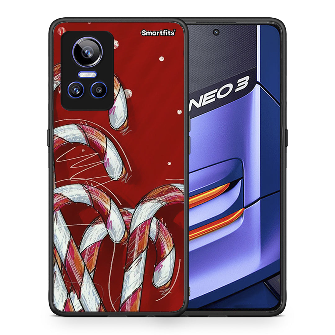 Θήκη Realme GT Neo 3 Candy Cane από τη Smartfits με σχέδιο στο πίσω μέρος και μαύρο περίβλημα | Realme GT Neo 3 Candy Cane case with colorful back and black bezels