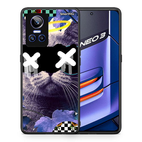 Θήκη Realme GT Neo 3 Cat Collage από τη Smartfits με σχέδιο στο πίσω μέρος και μαύρο περίβλημα | Realme GT Neo 3 Cat Collage case with colorful back and black bezels