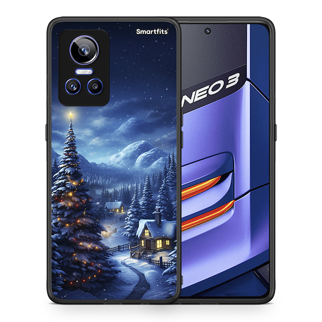 Θήκη Realme GT Neo 3 Christmas Scenery από τη Smartfits με σχέδιο στο πίσω μέρος και μαύρο περίβλημα | Realme GT Neo 3 Christmas Scenery case with colorful back and black bezels