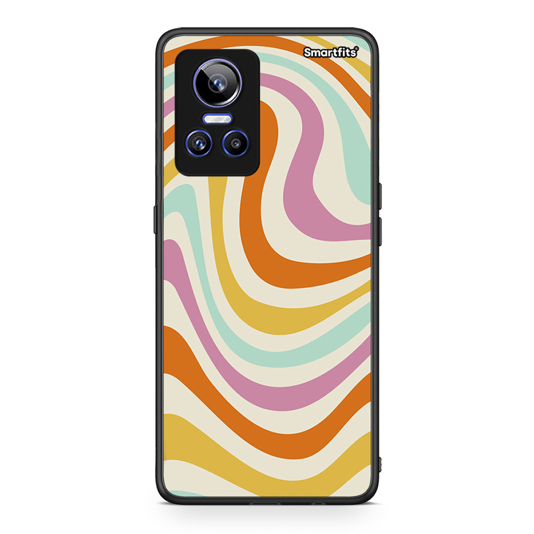 Realme GT Neo 3 Colourful Waves θήκη από τη Smartfits με σχέδιο στο πίσω μέρος και μαύρο περίβλημα | Smartphone case with colorful back and black bezels by Smartfits