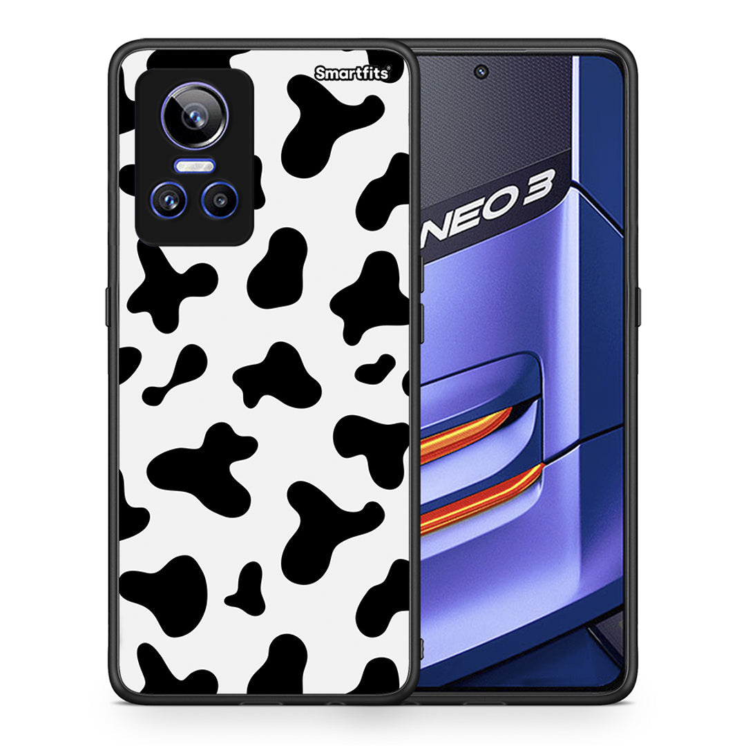 Θήκη Realme GT Neo 3 Cow Print από τη Smartfits με σχέδιο στο πίσω μέρος και μαύρο περίβλημα | Realme GT Neo 3 Cow Print case with colorful back and black bezels