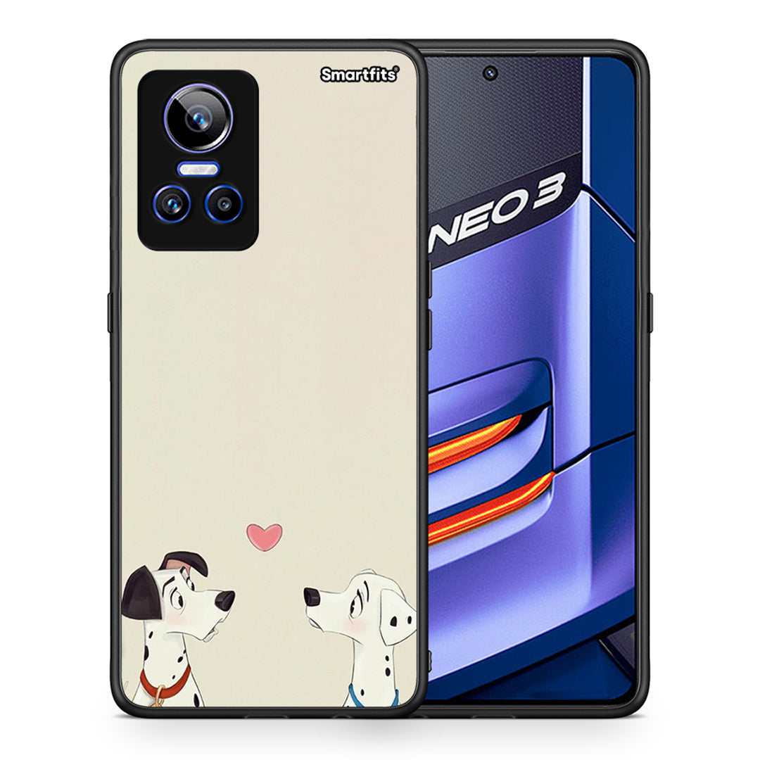 Θήκη Realme GT Neo 3 Dalmatians Love από τη Smartfits με σχέδιο στο πίσω μέρος και μαύρο περίβλημα | Realme GT Neo 3 Dalmatians Love case with colorful back and black bezels