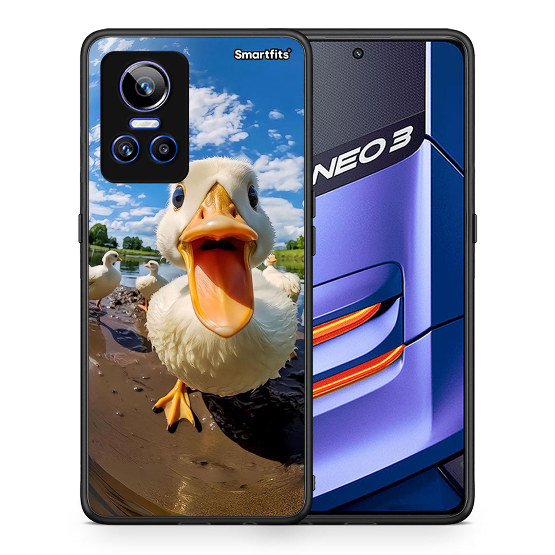 Θήκη Realme GT Neo 3 Duck Face από τη Smartfits με σχέδιο στο πίσω μέρος και μαύρο περίβλημα | Realme GT Neo 3 Duck Face case with colorful back and black bezels