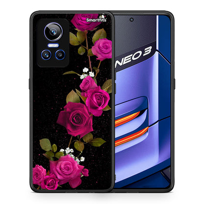 Θήκη Realme GT Neo 3 Red Roses Flower από τη Smartfits με σχέδιο στο πίσω μέρος και μαύρο περίβλημα | Realme GT Neo 3 Red Roses Flower case with colorful back and black bezels