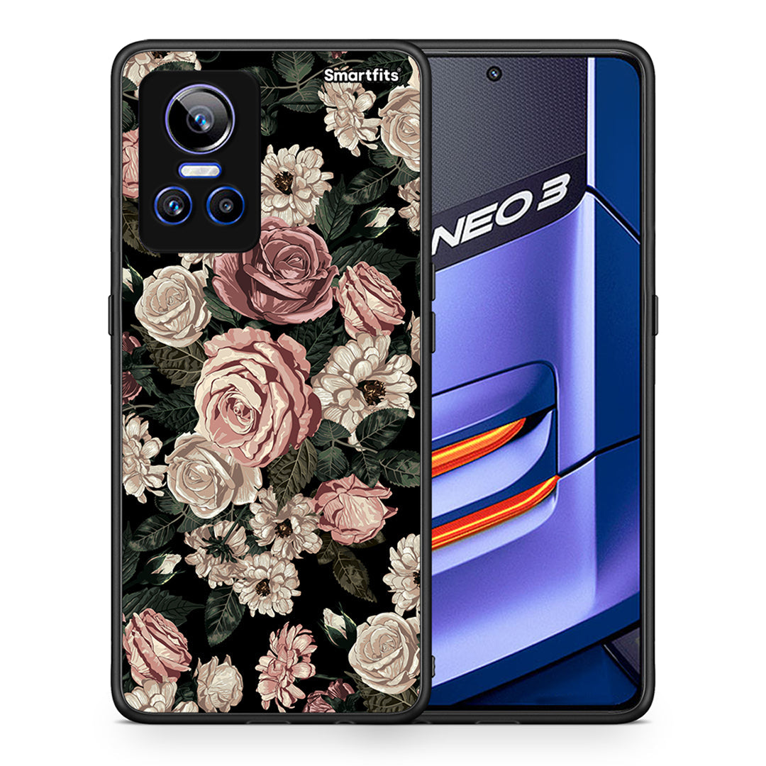 Θήκη Realme GT Neo 3 Wild Roses Flower από τη Smartfits με σχέδιο στο πίσω μέρος και μαύρο περίβλημα | Realme GT Neo 3 Wild Roses Flower case with colorful back and black bezels