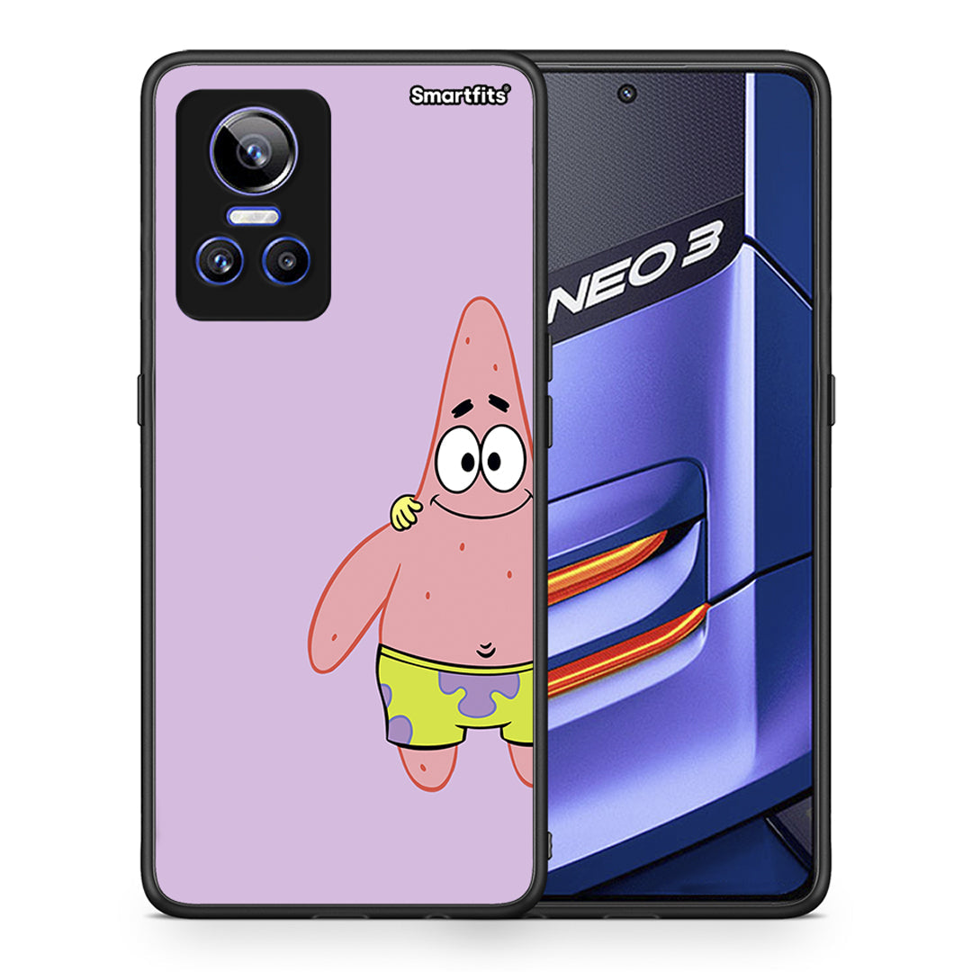 Θήκη Realme GT Neo 3 Friends Patrick από τη Smartfits με σχέδιο στο πίσω μέρος και μαύρο περίβλημα | Realme GT Neo 3 Friends Patrick case with colorful back and black bezels