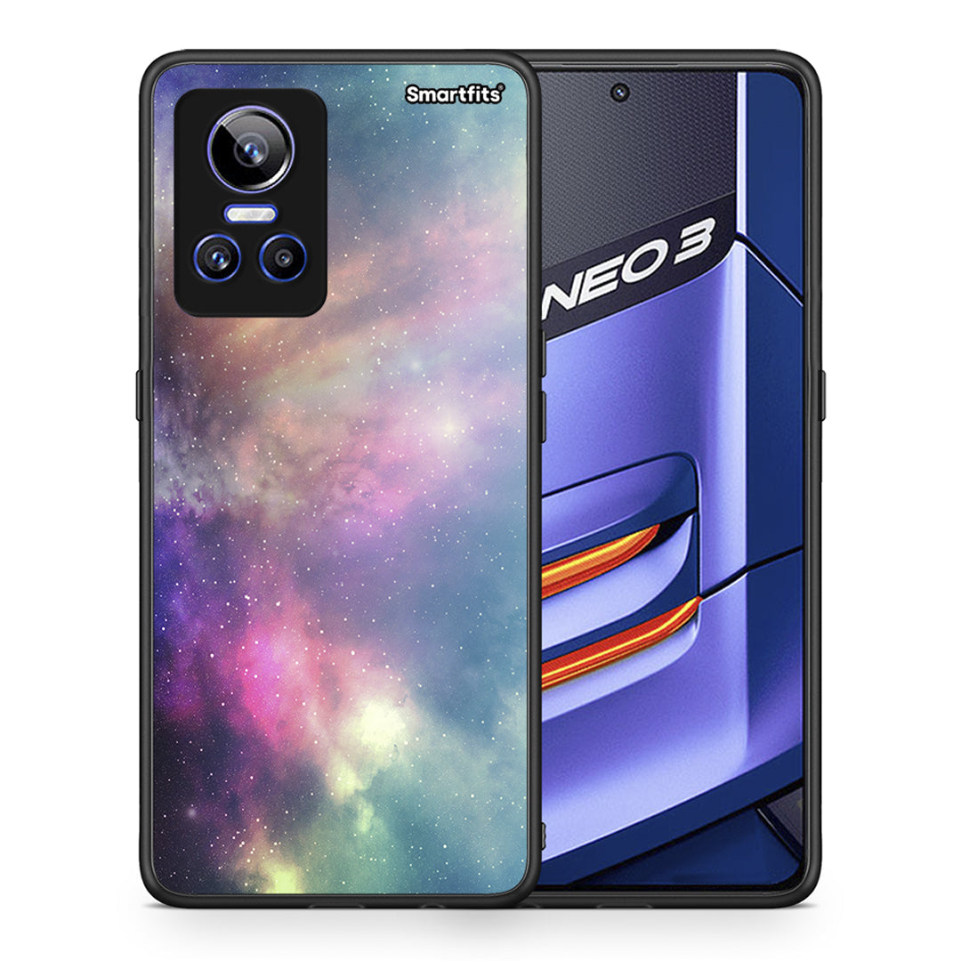 Θήκη Realme GT Neo 3 Rainbow Galaxy από τη Smartfits με σχέδιο στο πίσω μέρος και μαύρο περίβλημα | Realme GT Neo 3 Rainbow Galaxy case with colorful back and black bezels