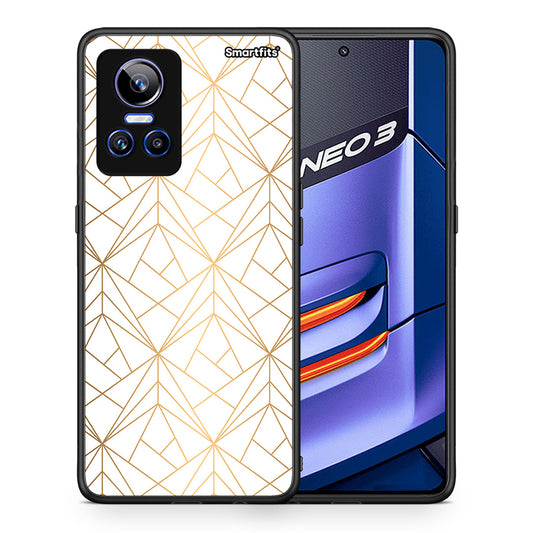 Θήκη Realme GT Neo 3 Luxury White Geometric από τη Smartfits με σχέδιο στο πίσω μέρος και μαύρο περίβλημα | Realme GT Neo 3 Luxury White Geometric case with colorful back and black bezels