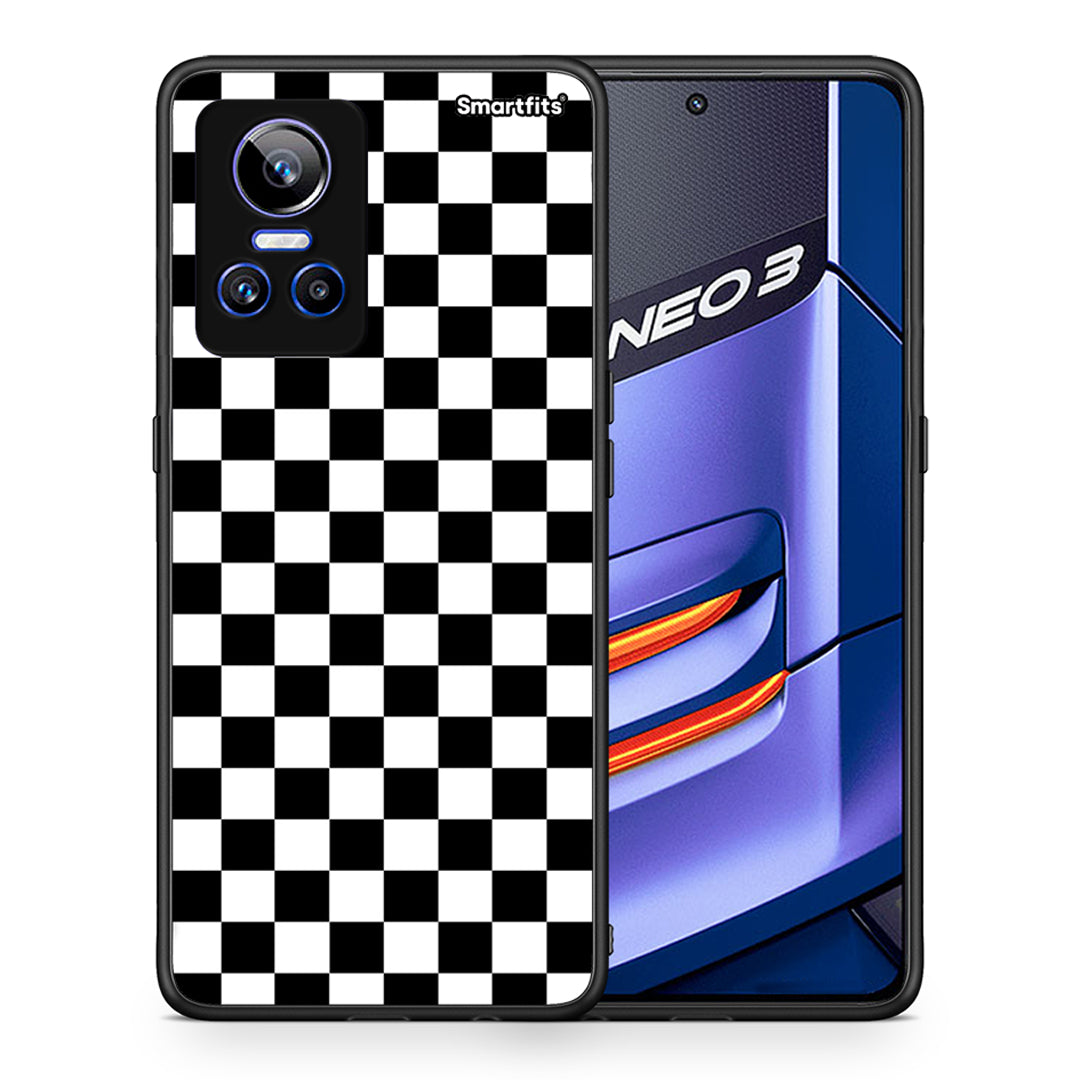 Θήκη Realme GT Neo 3 Squares Geometric από τη Smartfits με σχέδιο στο πίσω μέρος και μαύρο περίβλημα | Realme GT Neo 3 Squares Geometric case with colorful back and black bezels