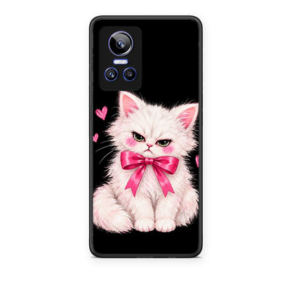 Θήκη Realme GT Neo 3 Grumpy Party Kitten on Black από τη Smartfits με σχέδιο στο πίσω μέρος και μαύρο περίβλημα | Realme GT Neo 3 Grumpy Party Kitten on Black case with colorful back and black bezels