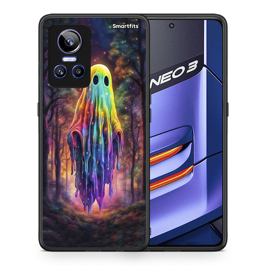 Θήκη Realme GT Neo 3 Halloween Ghost από τη Smartfits με σχέδιο στο πίσω μέρος και μαύρο περίβλημα | Realme GT Neo 3 Halloween Ghost case with colorful back and black bezels