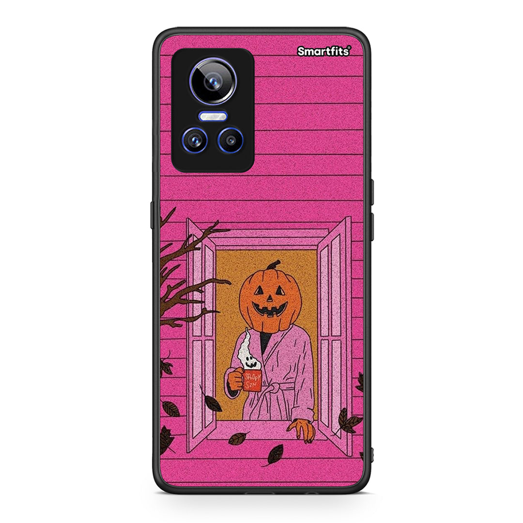 Realme GT Neo 3 Halloween Pumpkin Lady Θήκη από τη Smartfits με σχέδιο στο πίσω μέρος και μαύρο περίβλημα | Smartphone case with colorful back and black bezels by Smartfits