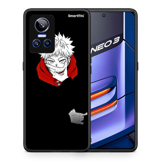 Θήκη Realme GT Neo 3 Itadori Anime από τη Smartfits με σχέδιο στο πίσω μέρος και μαύρο περίβλημα | Realme GT Neo 3 Itadori Anime case with colorful back and black bezels