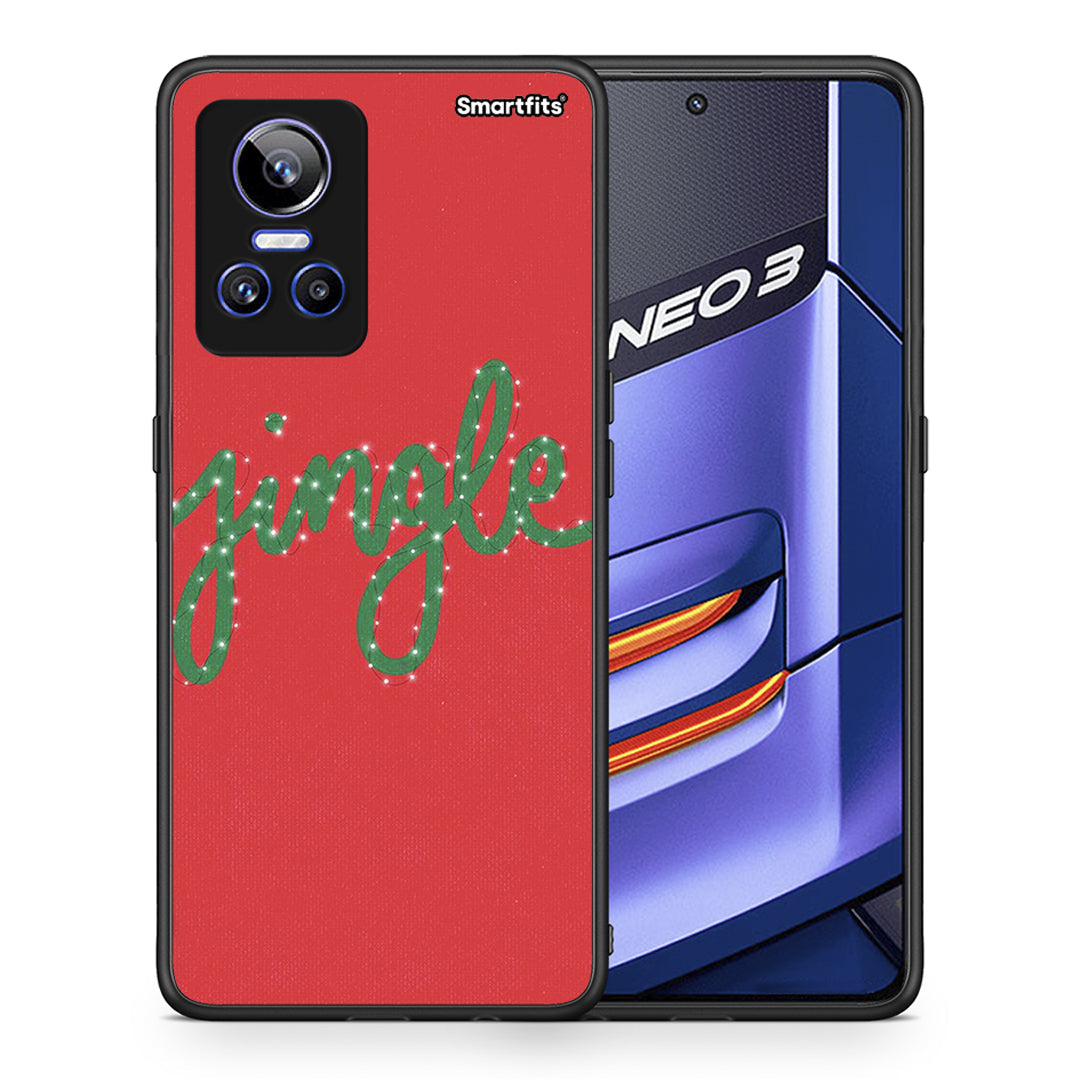 Θήκη Realme GT Neo 3 Jingle Xmas από τη Smartfits με σχέδιο στο πίσω μέρος και μαύρο περίβλημα | Realme GT Neo 3 Jingle Xmas case with colorful back and black bezels